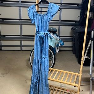 NEOT never worn off shoulder chambray maxi dress